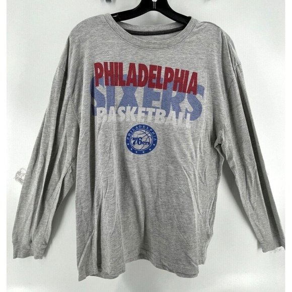Philadelphia 76ers Basketball Men's Graphic Long Sleeve T Shirt Size XL Gray NBA - Picture 1 of 8